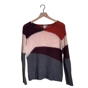 ICHI ANTIQUITIES loose knit color block lightweight crewneck sweater S